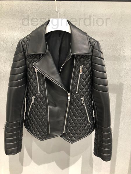 

women's leather & faux designer autumn and winter 2021 new sheepskin leather long sleeve lapel street trendsetter slim women's jac, Black
