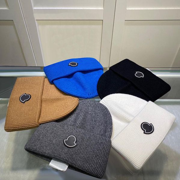

fashion skull caps knitted hats winter designer hat with letters stamped warm wool beanie casquette 5 colors high quality, Blue;gray