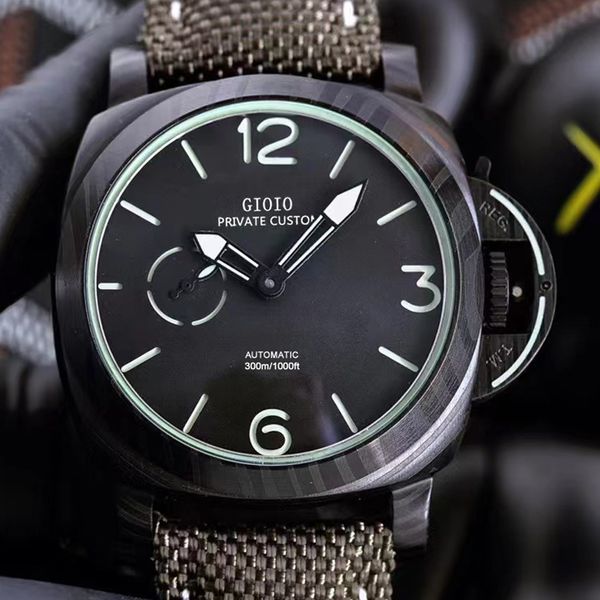 

mens automatic mechanical watch green black rubber luminous, Slivery;brown