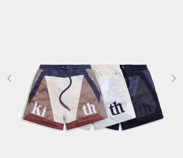 

2022 kith turbo short stitching double-layer mesh men's sports shorts kz7995ma6, White;black