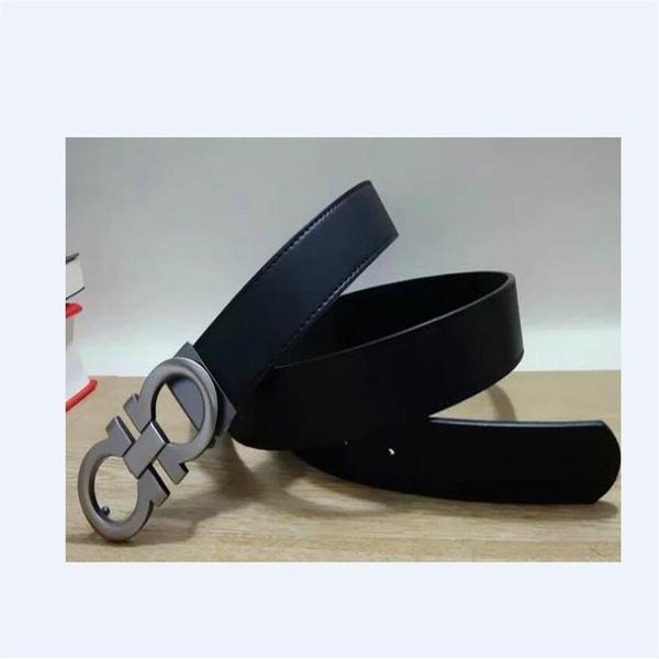 

fashion genuine leather men belt good quality smooth buckle mens women belt jeans strap240n, Black;brown