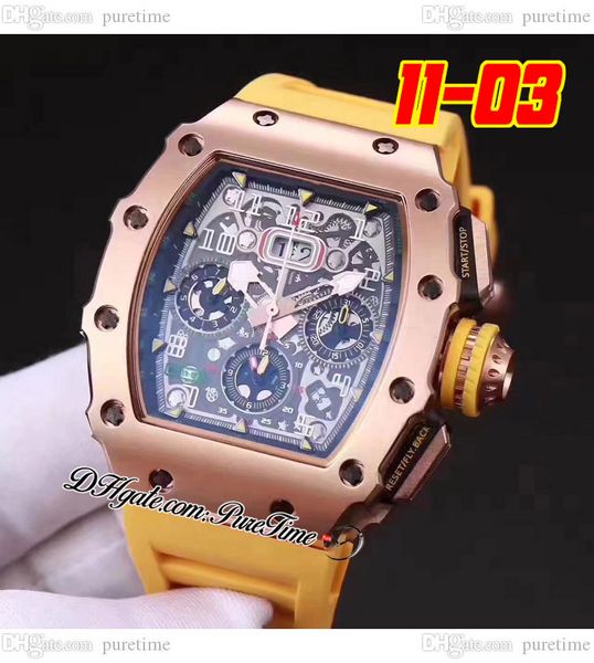 

2022 11-03 a21j automatic mens watch rose gold black skeleton dial big date yellow rubber strap 10 styles watches puretime b2, Slivery;brown
