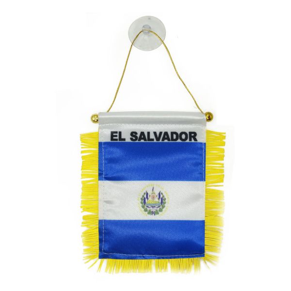 

el salvador mini flag banner 10x15 cm premium polyester pennant with suction cup for home office door decor