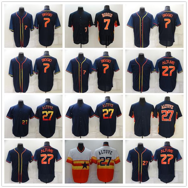 

ncaa baseball 27 jose altuve jerseys stitched 7 craig biggio jersey breathable sport black white grey orange home away blank size s-xxxl, Blue;black