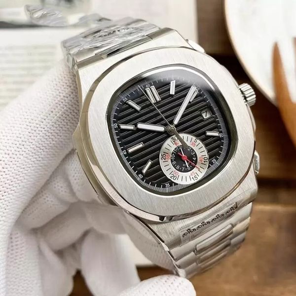 

5 styles luxury watch black dial 40mm aquanaut automatic silver stainless steel case original clasp aaa pp sports luminous wristwatches wate, Slivery;brown