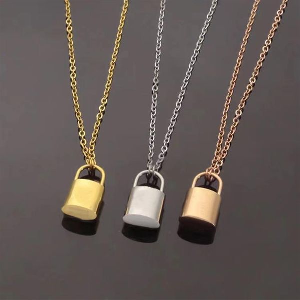 

pendants gold lock necklace fashion silver plated letter simple heart titanium valentine's day lovers chain jewelry wedding w254c