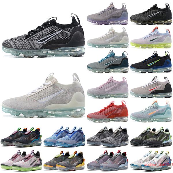 

fly knit 2021 fk running shoes mens womens sports sneakers dark grey all black speckled white pink neon stone blue pure platinum team