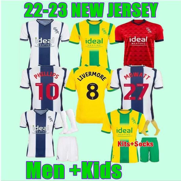 

2022 2023 albion west bromwich soccer jerseys 22 23 diang austin brunt pereira robson-kanu custom west brom men kids home away football shir, Black;yellow