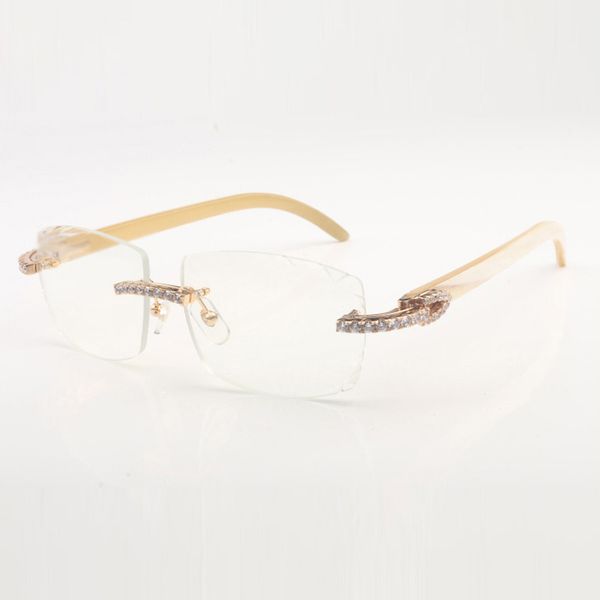 

endless diamond buffs sunglasses frames 3524015 with natural buffalo horn legs and 57 mm clear cut lens, Silver