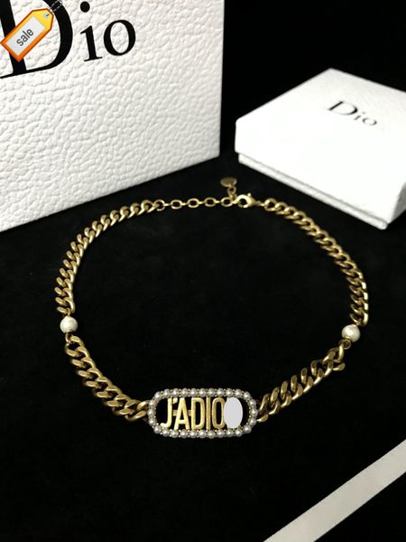 

luxury designer necklaces for women dijia / d family new letter cd pearl gold female exaggerated personality street thick chain heavy indust, Silver