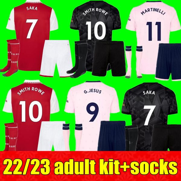 

new smith rowe g.jesus saka soccer jersey saliba 22 23 odegaard nketiah arsenals martinelli tierney 2022 2023 football kits shirt men kit se, Black