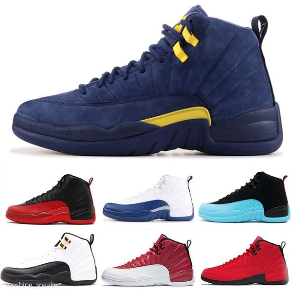 

indigo blue 12 12s men basketball shoes university gold taxi reverse flu game royal winterized gamma blue sports sneakers mens trainers293m, Black;brown