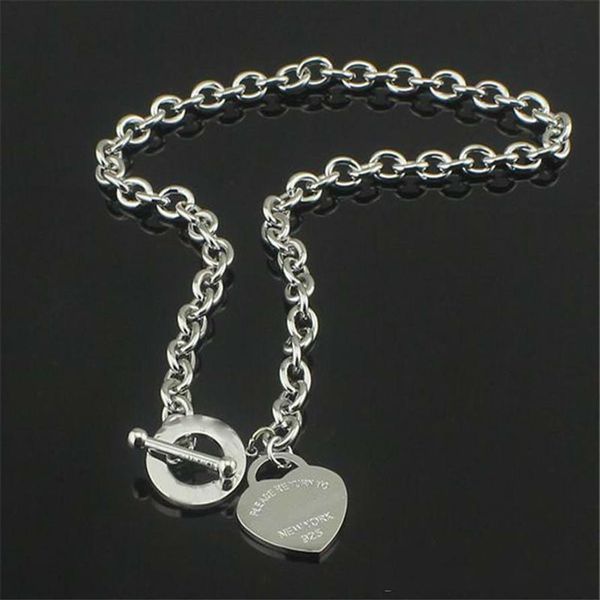 

fine to 925 sterling silver love chain necklace wedding 925 jewelry heart pendant necklace birthday xmas gift new arrive charm1695