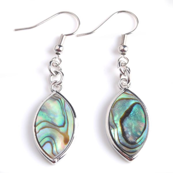 

10pair new zealand natural abalone shell dangle earring beads horse eye pendant earrings fashion ear jewellery for female v9006, Silver