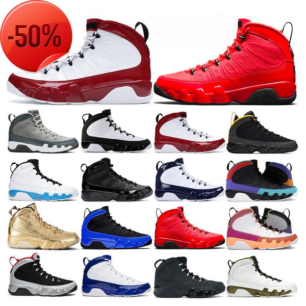 

boots mens basketball shoes 9s chile red 9 gym bred patent statue racer university blue gold countdown pack sport sneakers trainers, Black