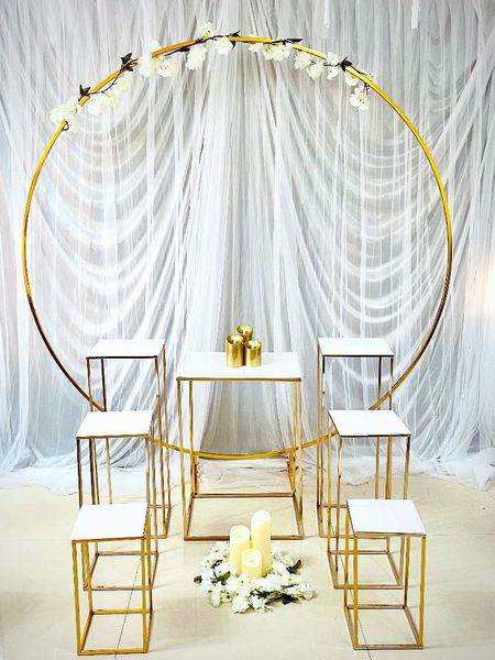 

8pcs wedding decoration birthday stage big circle artificial flower ornament arch plinth table holder candy food cake drink cupcake bread co