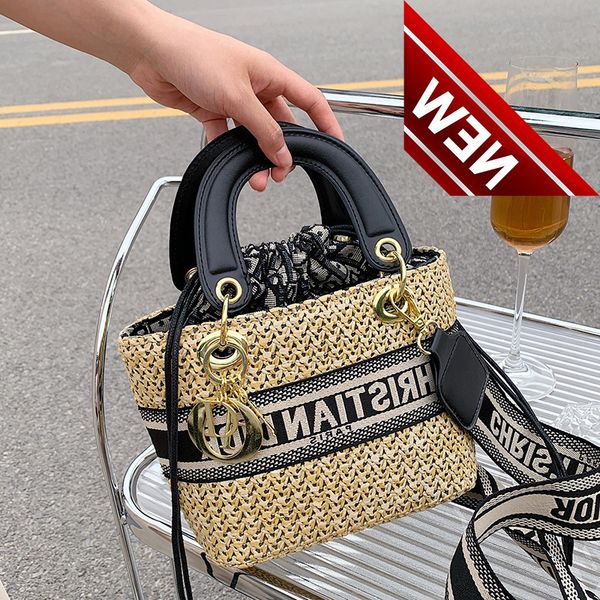 

designer bags 2022 summer new fashion romantic holiday style letter straw woven bucket diagonal evening clutches luxury handbags
