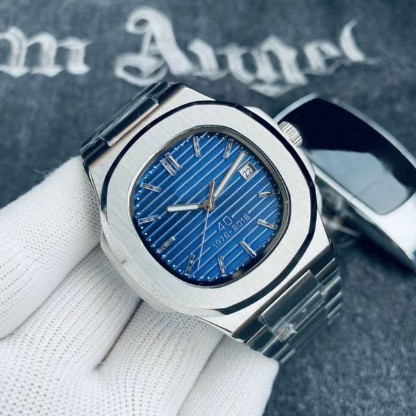 

5 types luxury watch blue dial 40mm aquanaut automatic 2813 stainless steel case 1976-2016 original clasp aaa black pp sports luminous wrist, Slivery;brown