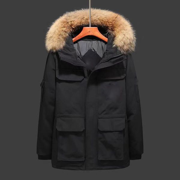 

men's jacket puffer fish winter down jacket designer parka coat fashion casual hooded outdoor trench coat couple thick thermal jacket c, Black