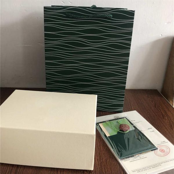 

quality dark green boxes original woody watch box papers gift bag for 116600 watches290m, Black;blue