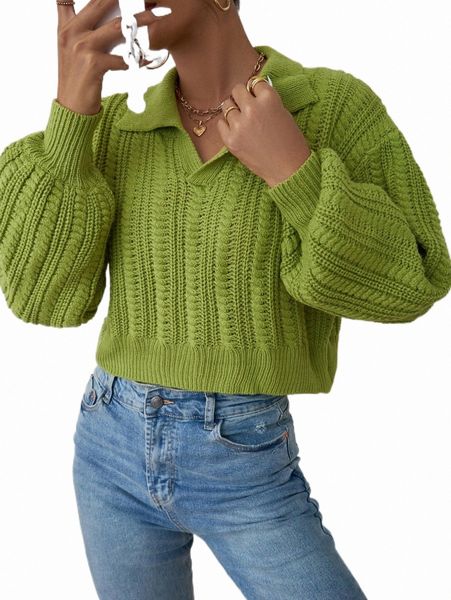 

women's sweaters collared drop shoulder sweater n80o#, White;black