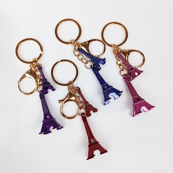 

twin eiffel tower key chains key ring cool exquisite color trend metal gold gift lover car pendant backpack bag ornament wholesale k0071, Silver