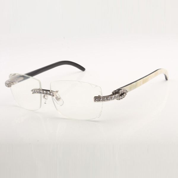

xl diamond buffs sunglasses frames 3524015 with natural buffalo horn legs and 57 mm clear cut lens, Silver
