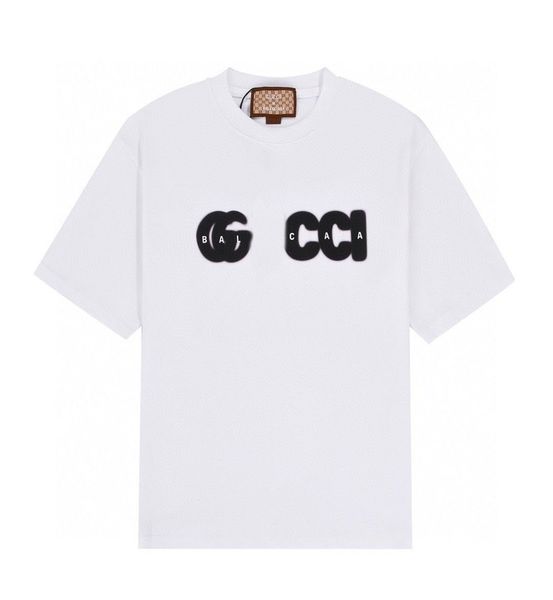

222ss designer cursive balenciga cc t shirt joint name g letter printing cotton short balanciagas sleeve men's and women's casual, White;black