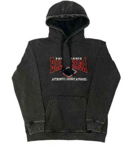 

222ss paris fashion bb designer hoodie luxury wash water oldclassic european fashion pure cotton back letter printing pullover men's an, Black