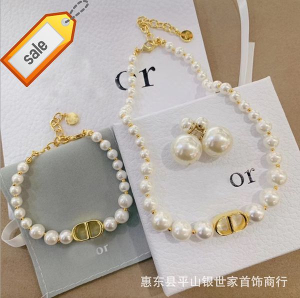 

luxury designer necklaces for women d family pearl necklace new dijia cd letter bracelet set net red jewelry, Silver