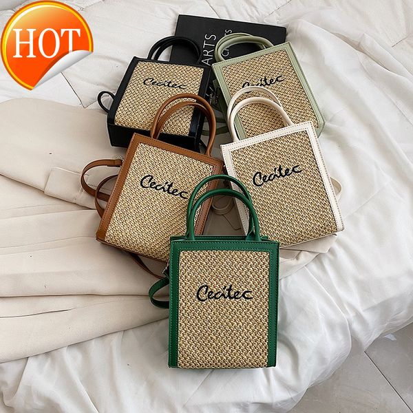 

woven single shoulder bag women's 2022 new ins fashion hand versatile straw woven msenger small square