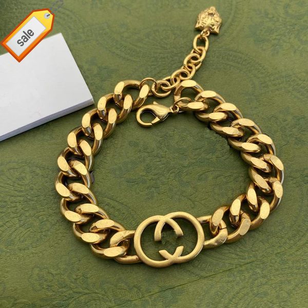 

luxury designer necklaces for women g hih version bracelet tier head double interlockin wind texture letter, Silver