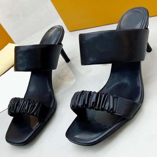 

official website same ladies sandals high heels classic simple fashion all-match generous net celebrity star style famous designer heel 6.5c, Black