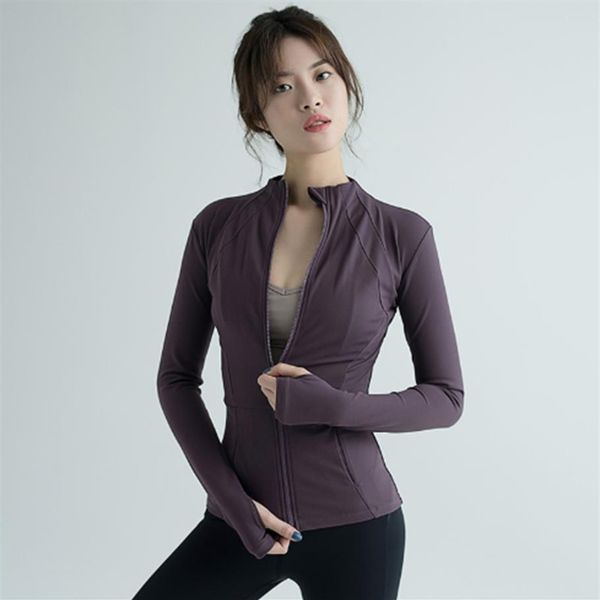 

2022 lu-xl yoga outfits wear jacket sweatshirt with zipper fall long sleeve sports jacket fitness tight waist workout slim sell264q