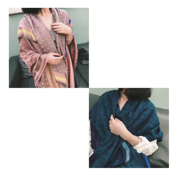 

designer cashmere head wool l vs scarf for woman mens autumn winter fashion brand shawl dual purpose double sided two color long scarf l70in, Blue;gray