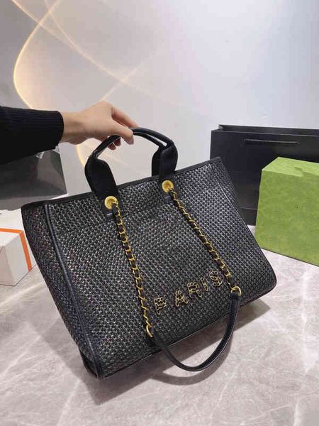 

cc bag shopping bags wholesale straw woven beach women fashion runway look chain tote vacation large-capacity crossbody totes travel shoulde