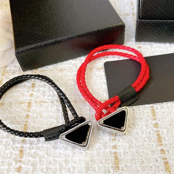 

womens clover bracelet designer mens leather bracelets classic jewelry luxury casual p women bracelets fashion triangle pendant 333i, Golden;silver