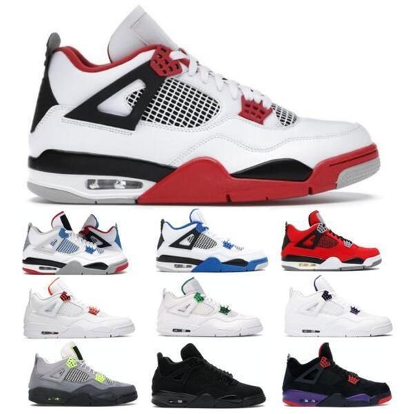 

boots shoes 4 men women jumpman 4s fire red neon what the raptors toro bravo cement metallic green 2021 scarpe zapatillas trainers3046, Black