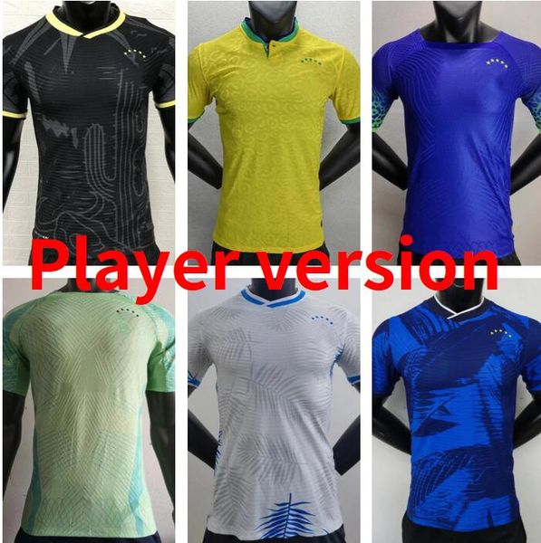 

22 23 richarlison marcelo soccer jerseys player version neres coutinho brazils football shirt firmino g.jesus dani alves pele brasils 2022 2, Black;yellow