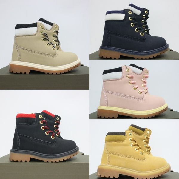 

little kids children winter ankle boots solid camouflage timber thick bottom boot outdoor snow bootie designer shoes toddler boys girl knit, Black