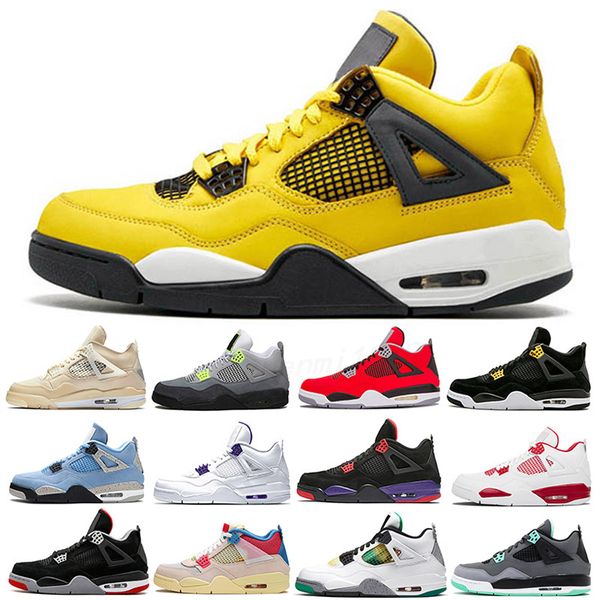 

2022 men women shoes jumpman 4 4s basketball shoes cream sail black cat white cement cactus jack mens trainers sport designer sneakers size