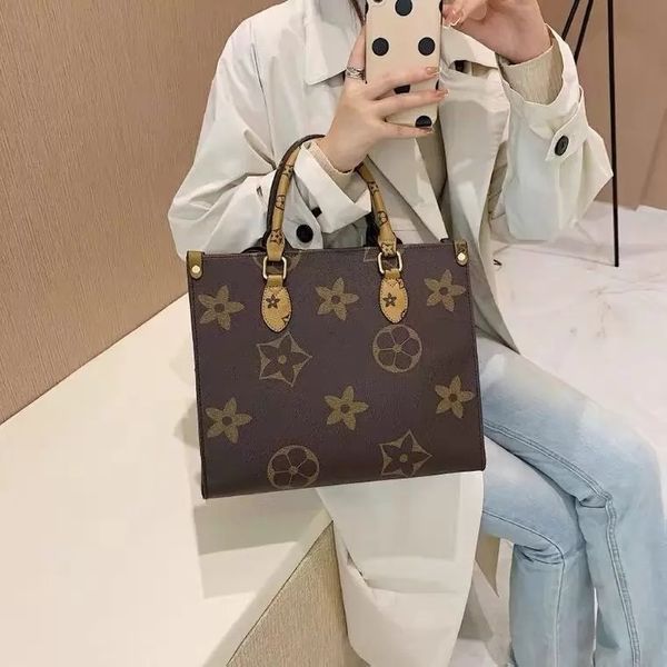 

onthego r bag large capacity totes womens genuine leather handbag fashion shoulder bag purse female cross body shopping bags