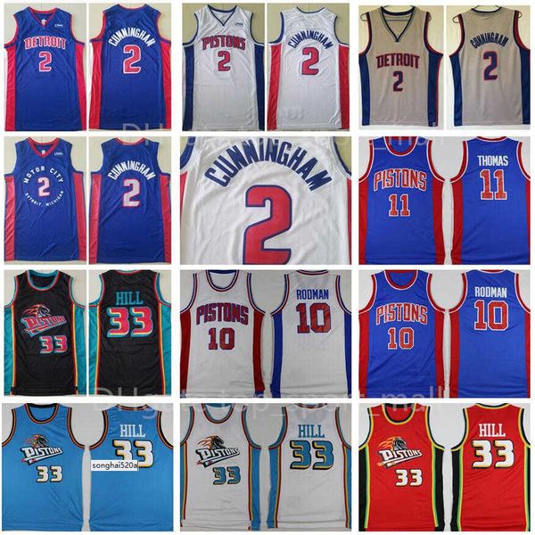 

jersey new draft pick 2 cade cunningham jersey basketball 33 grant hill 11 isiah thomas 40 bill laimbeer 10 dennis rodman blue w'', Black;red
