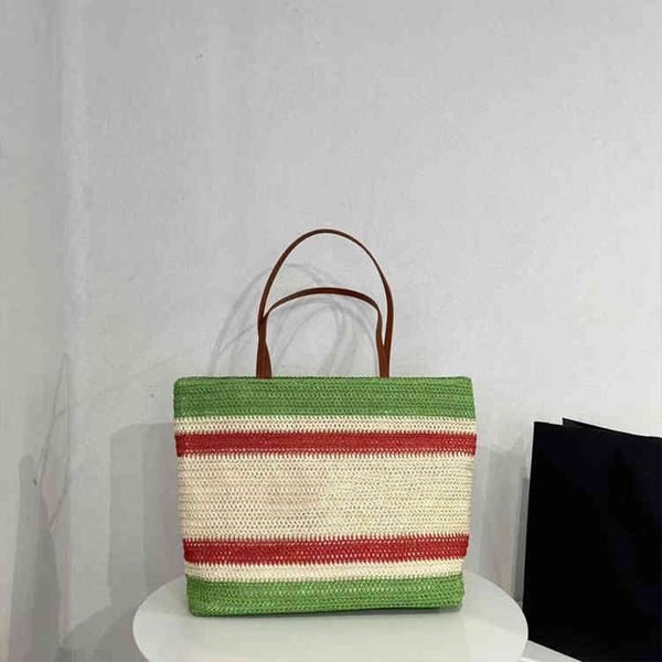 

messenger bags 2022 summer new rainbow stripe holiday beach bag sling shoulder large capacity shopping grass woven handbags