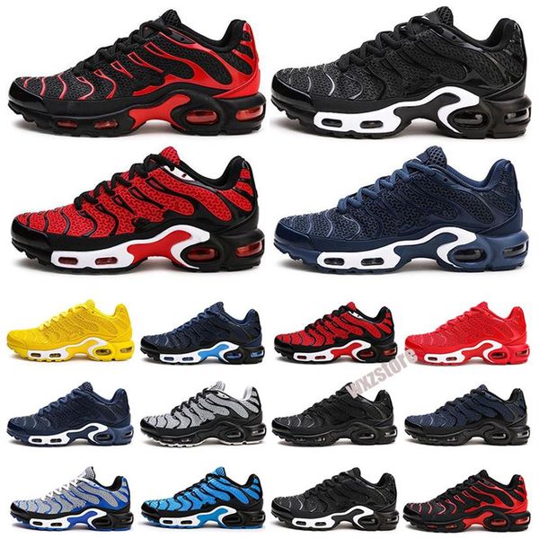 

tn plus runner shoes men women outdoor trainers volt hyper blue olive triple black all red tns mens womens sports sneakers size 36-47307c, Black;brown
