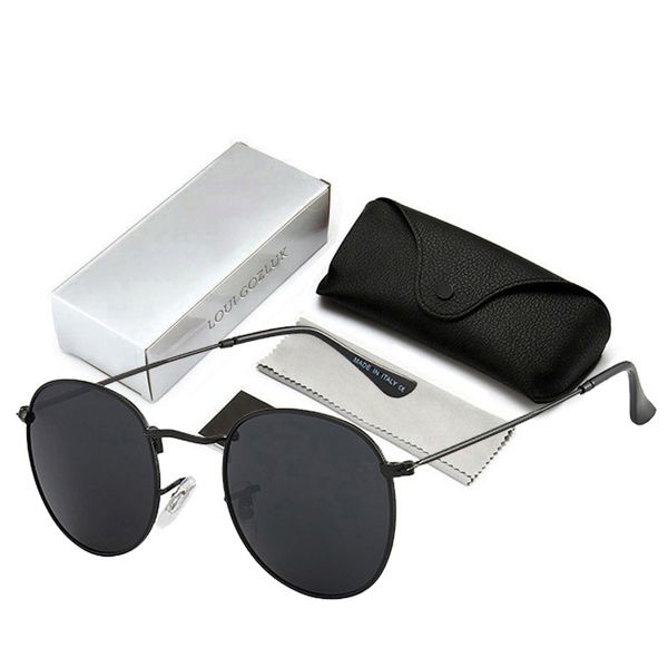 

luxury brand round metal style mirror rays sunglasses men women vintage retro brand design sun glasses oculos de sol with logo 3447g55, White;black