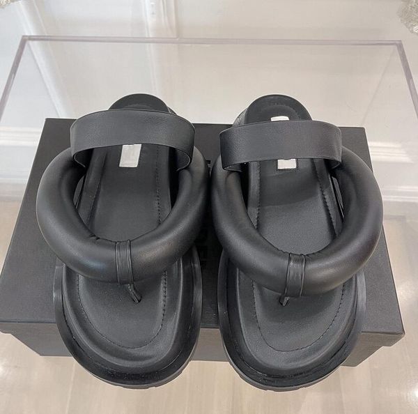 

summer leisure slipper designer bread sponge sandal luxury sheepskin thick-soled slippers flip-flops brand solid color outdoor beach sandal, Black