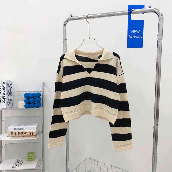 

women's hoodies sweatshirts c's stripe knitted short sweater is fashionable and versatile for commuting, Black