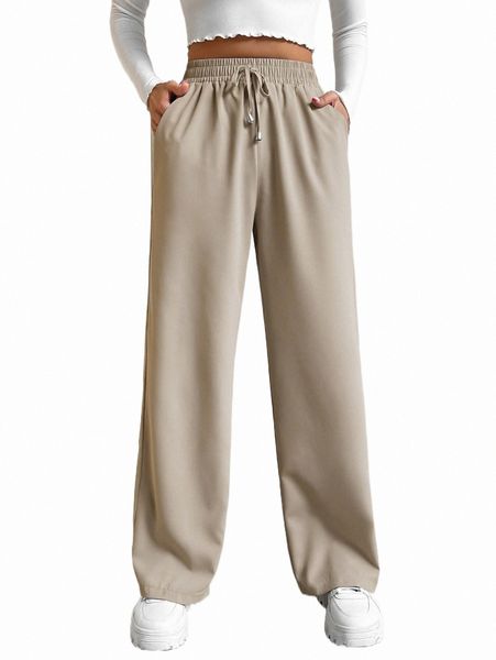 

women's pants & capris knot waist slant pocket wide leg pants g0xb#, Black;white