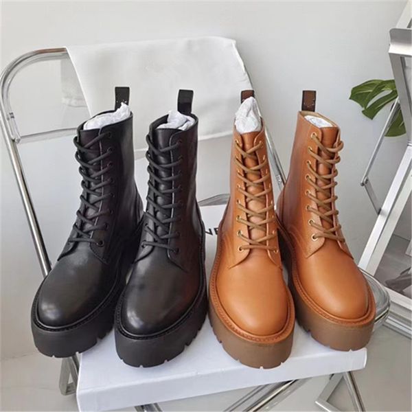 

designer ladiesriding boots 2022 fall/winter new cool thick sole martin boots heightened front lace up british style fashion women's sh, Black